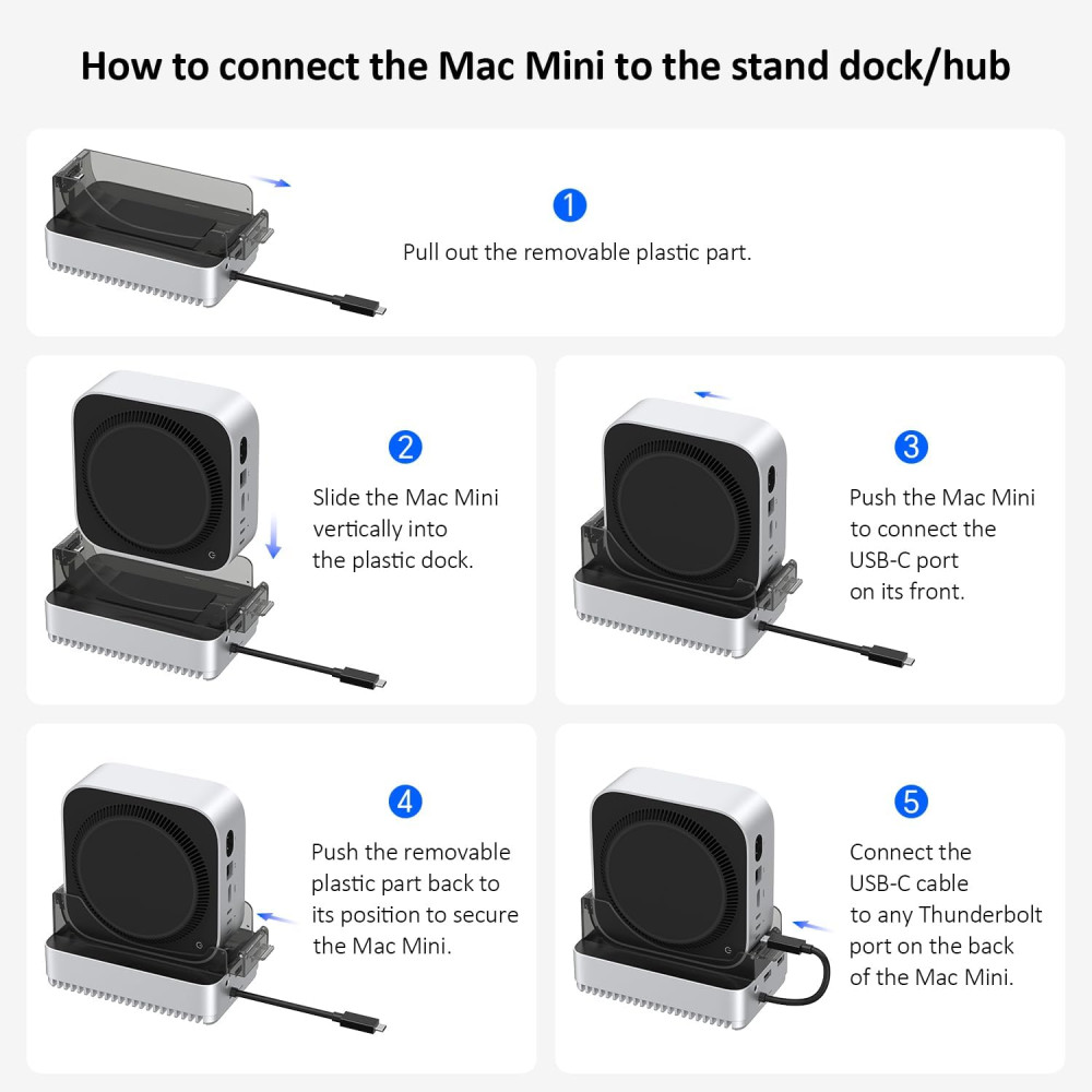 Хаб подставка Qwiizlab MC61 для Mac mini M4 M4 Pro NVMe SSD Thunderbolt 40Gbps